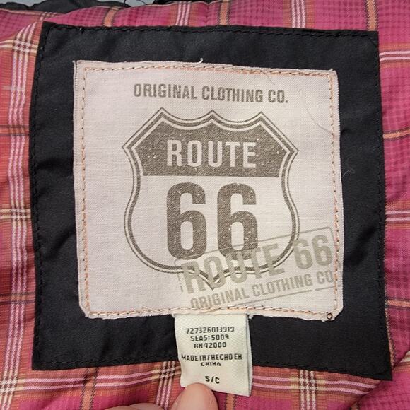 Route 66 Black Puffer Coat with Pink Plaid Lining and Snap Front Size Small - Picture 8 of 13